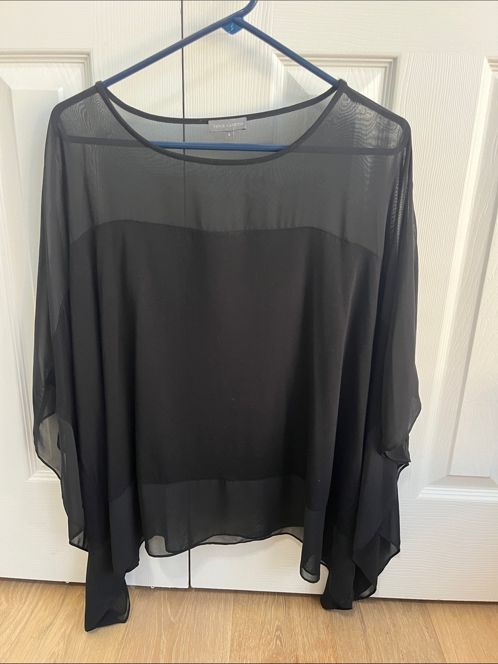 Vince Camuto Black Sheer Layered Tunic Top